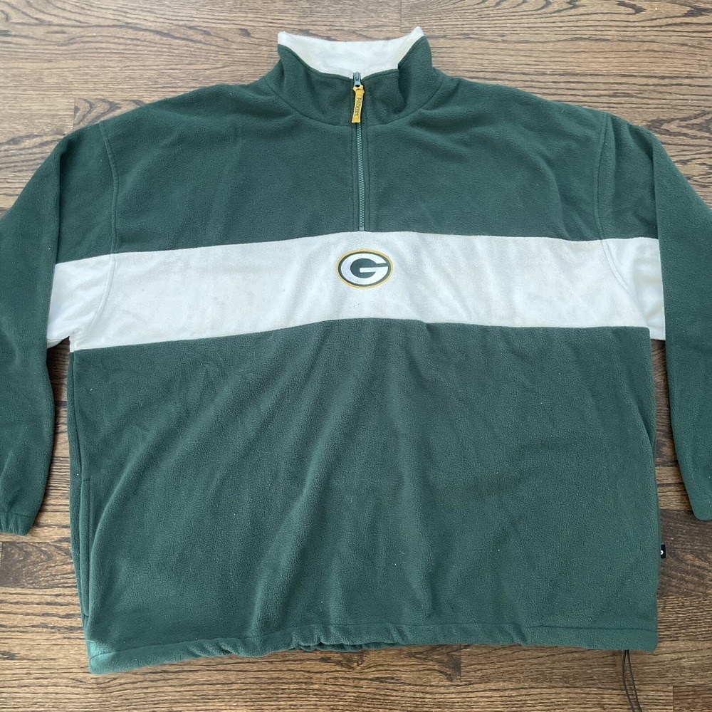 Vintage 90s Mens 5XL Green Bay Packers Football Half Zip Fleece Pullover Sweater